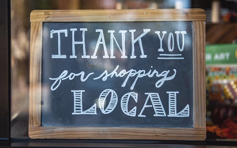 photo of thank you for shopping local sign